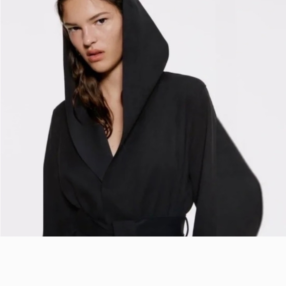Zara Lightweight Faux Suade Jacket with Hood Women’s Size Large - Picture 2 of 12